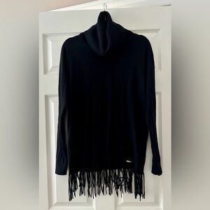 Michael Kors Black Knit Sweater with Fringe Detail